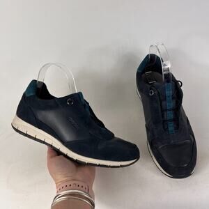 Geox Respira women’s size 10 blue white suede leather minimalist athletic shoes